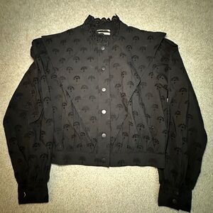 Scotch & Soda Eyelet Top -Women’s Size XS - Black - Button Up Shirt